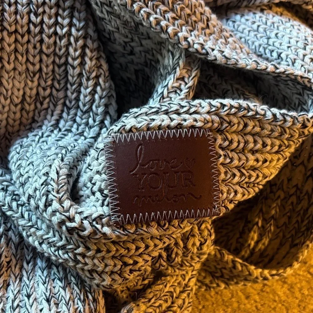 Chunky Knit Scarf with Leather Patch